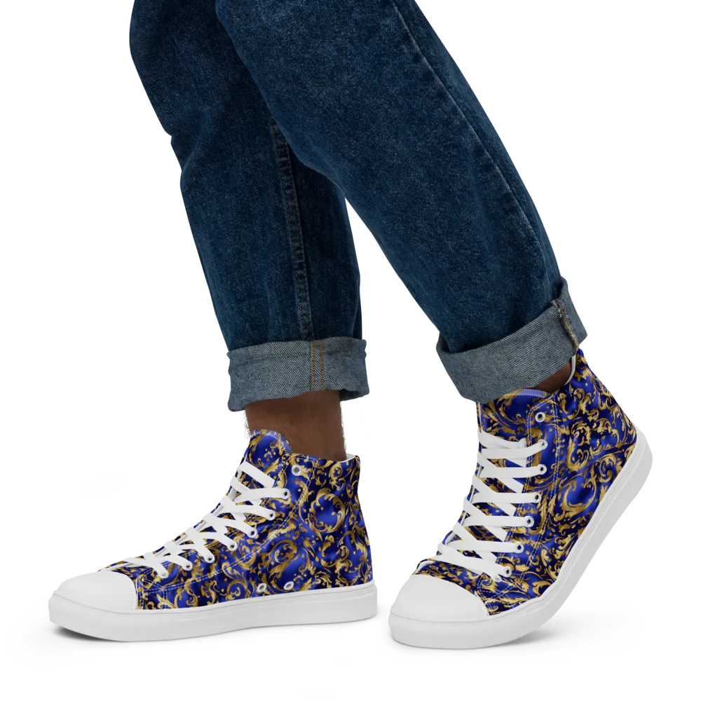 Gilded Arabesque on Men's High Top Canvas Shoes — Left