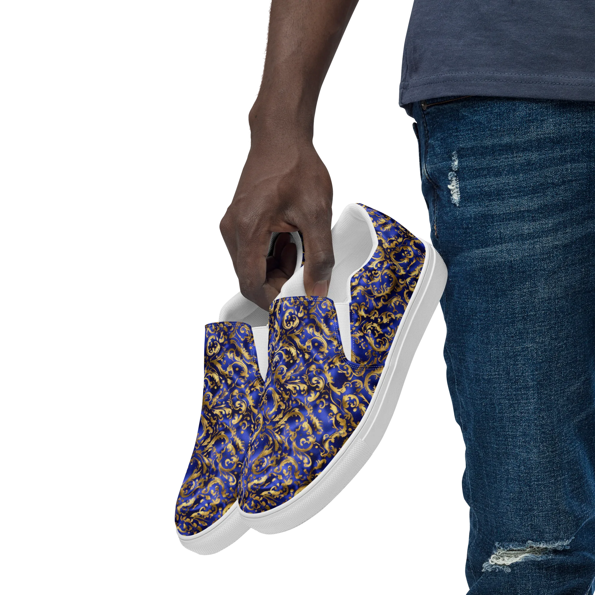 Gilded Arabesque on Men's Slip-On Canvas Shoes — Left Front