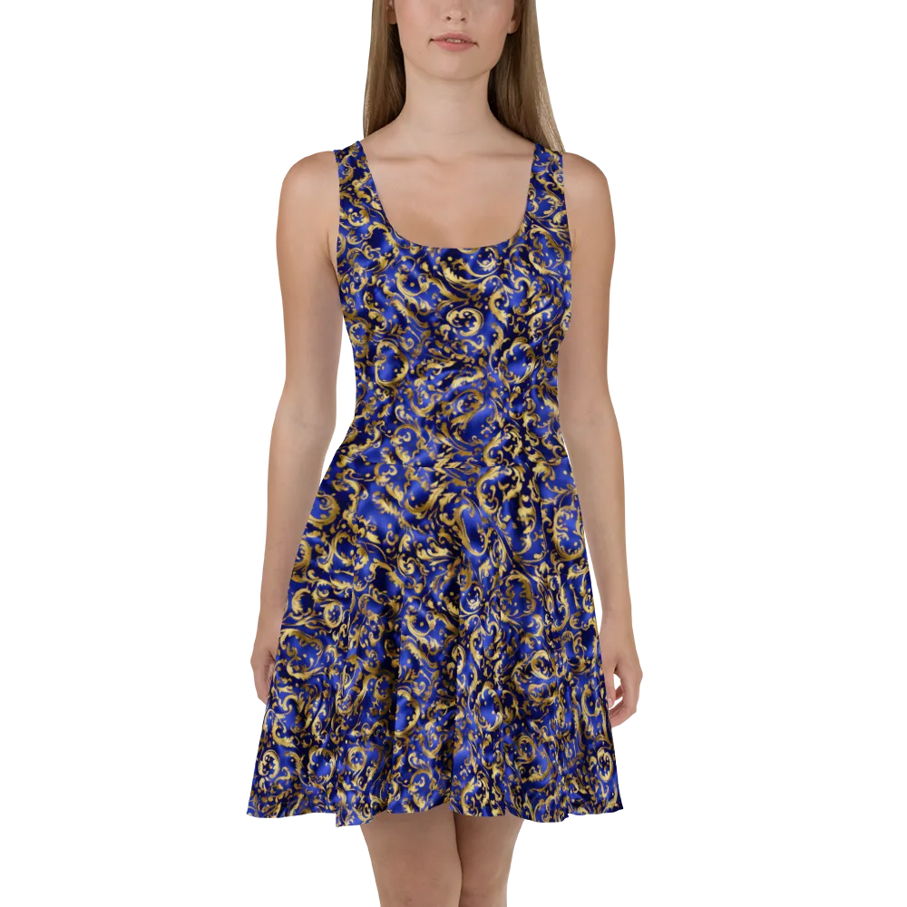Gilded Arabesque on Skater Dress — Front