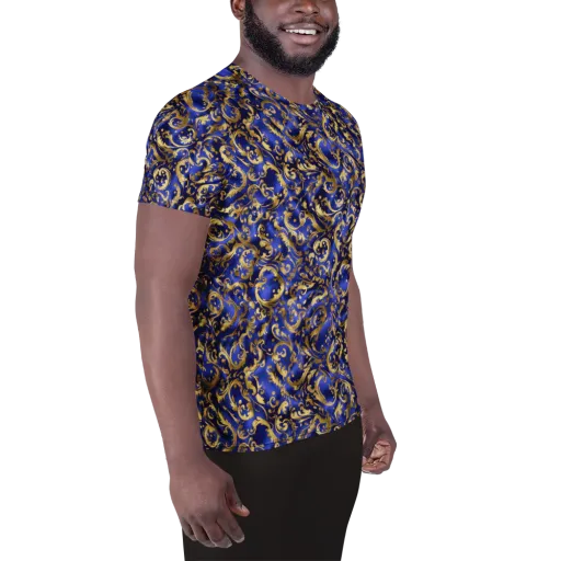 Gilded Arabesque on a Men's Athletic T-Shirt