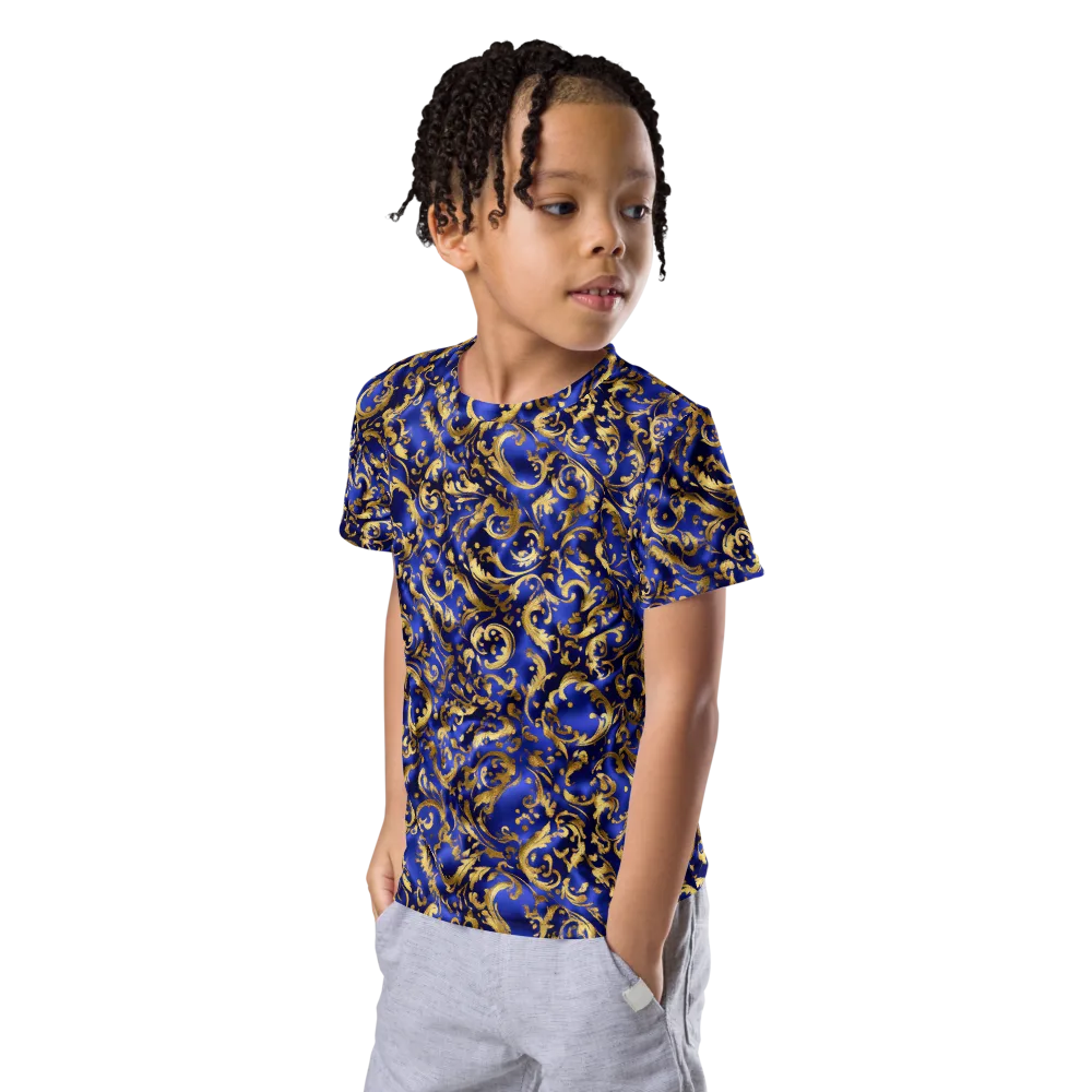 Gilded Arabesque on Kids Crew Neck T-Shirt — Left Front