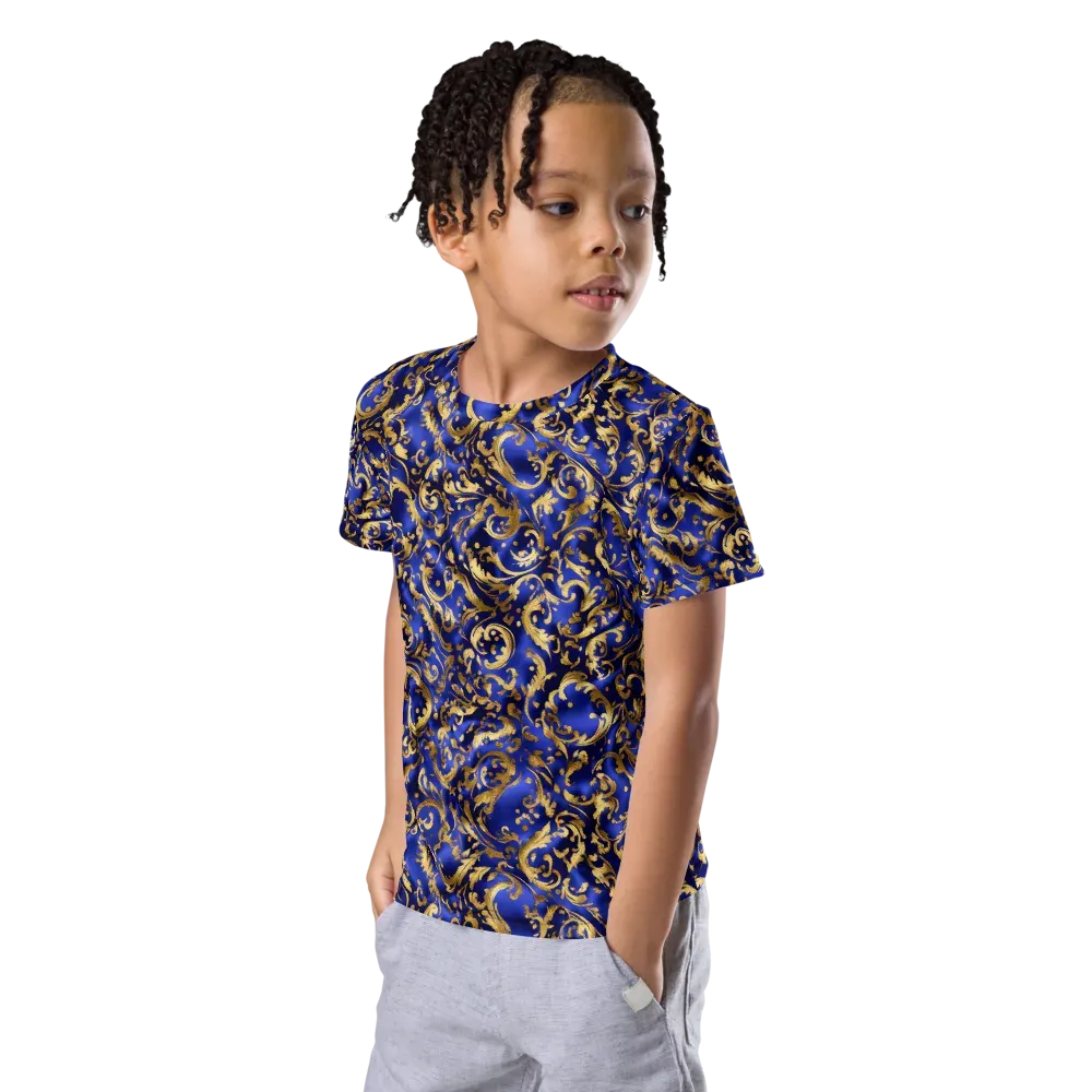 Gilded Arabesque on Kids Crew Neck T-Shirt — Left Front
