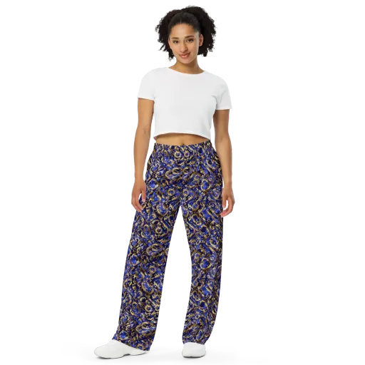 Gilded Arabesque on a Wide-Leg Pants