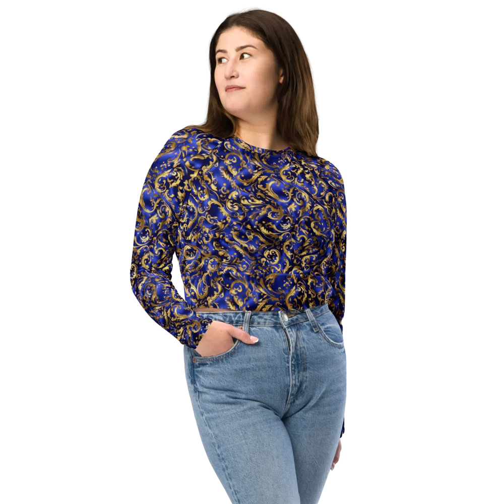 Gilded Arabesque on Long Sleeve Crop Top — Front
