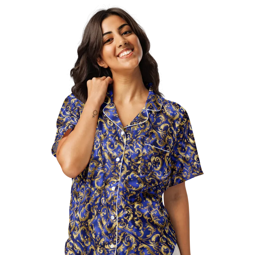 Gilded Arabesque on Women's Short Sleeve Pajama Top — Front