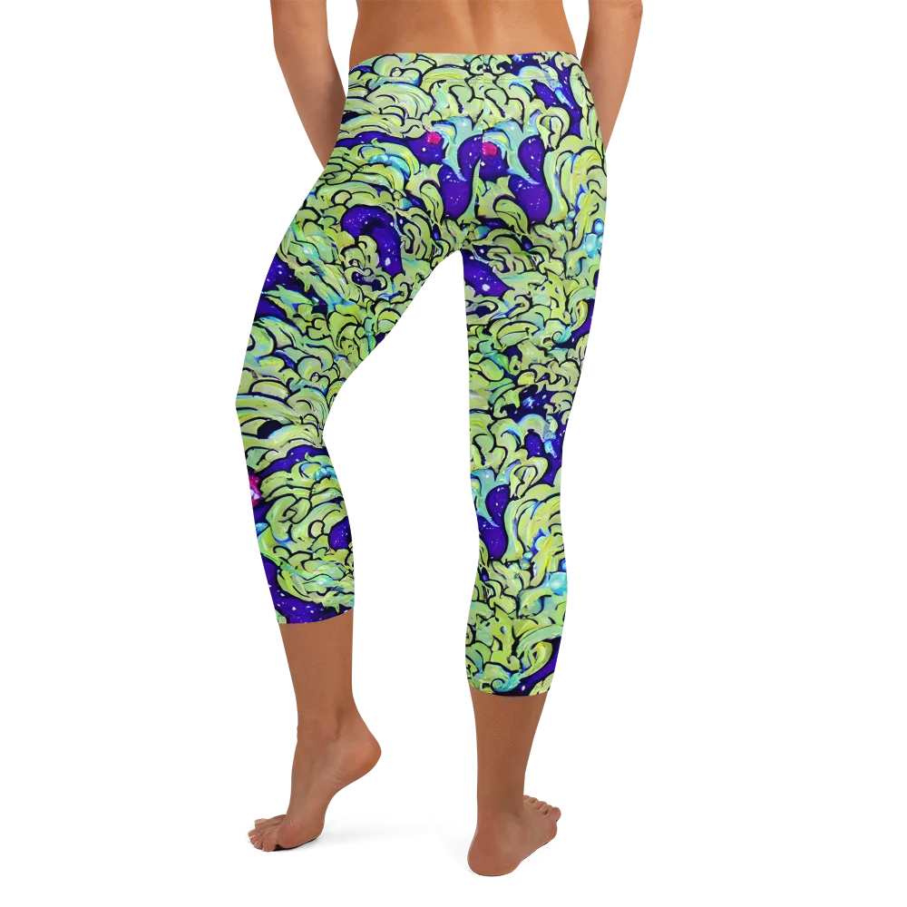 Electric Foliage on Capri Leggings — Back