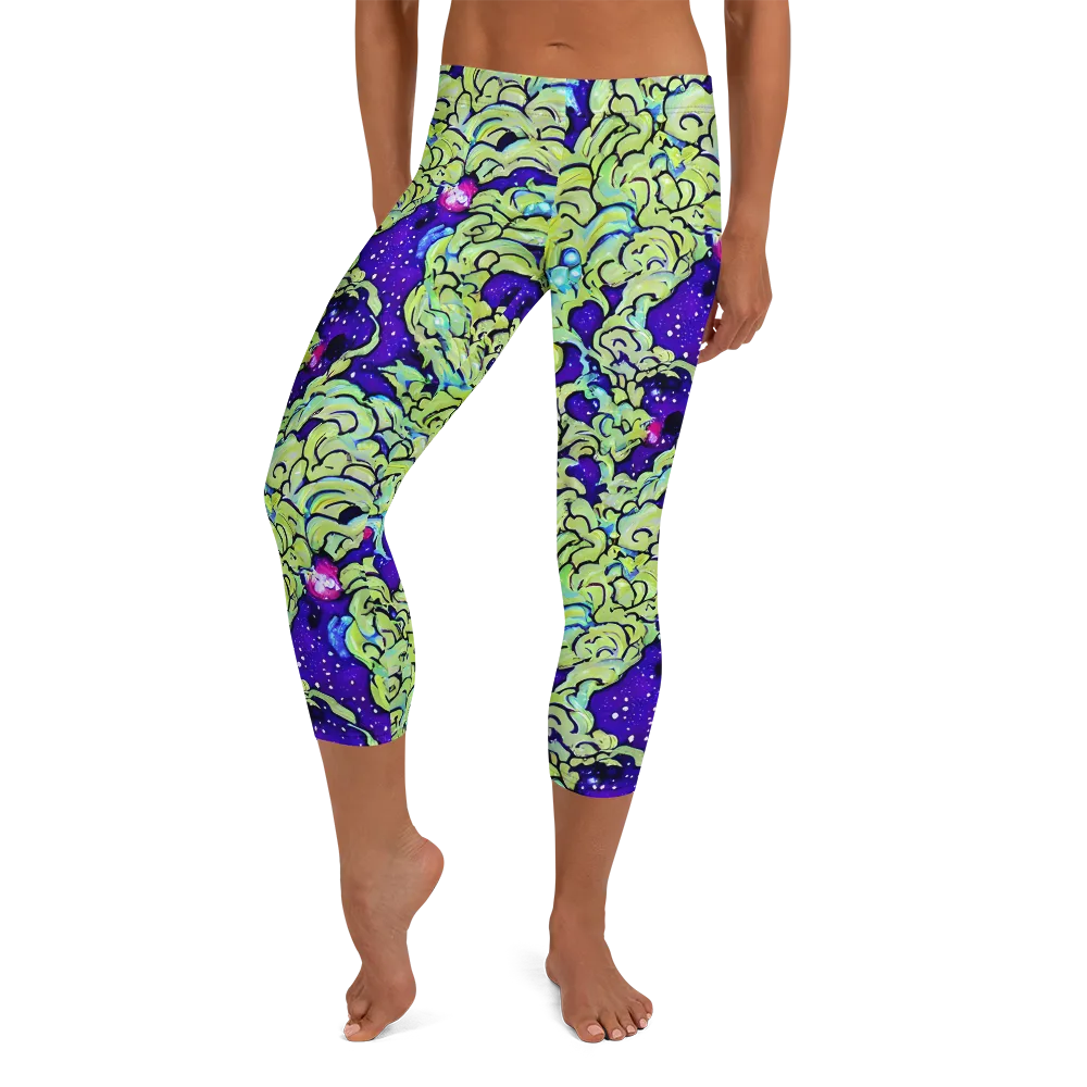 Electric Foliage on Capri Leggings — Front