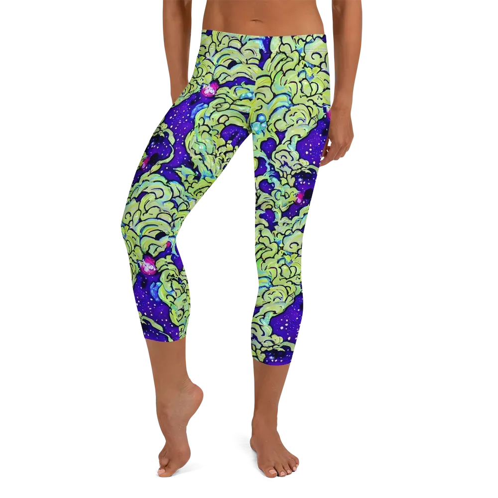 Electric Foliage on Capri Leggings — Front