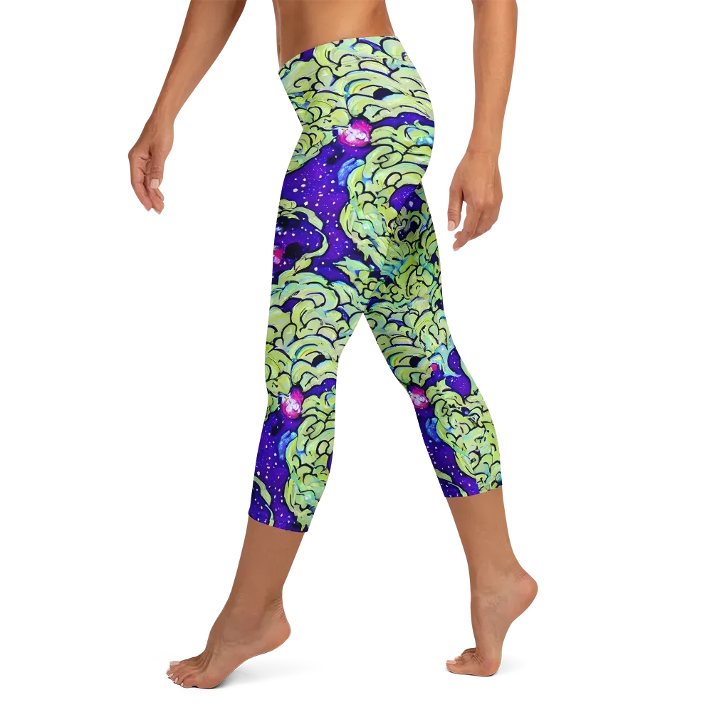 Electric Foliage on Capri Leggings — Left