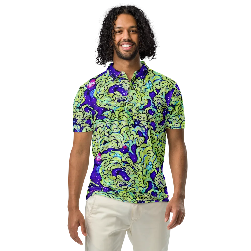 Electric Foliage on Men's Slim Fit Polo Shirt — Front