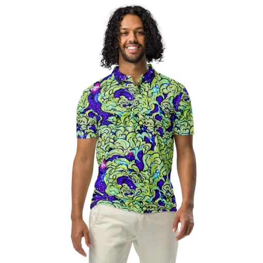 Electric Foliage on a Men's Slim Fit Polo Shirt