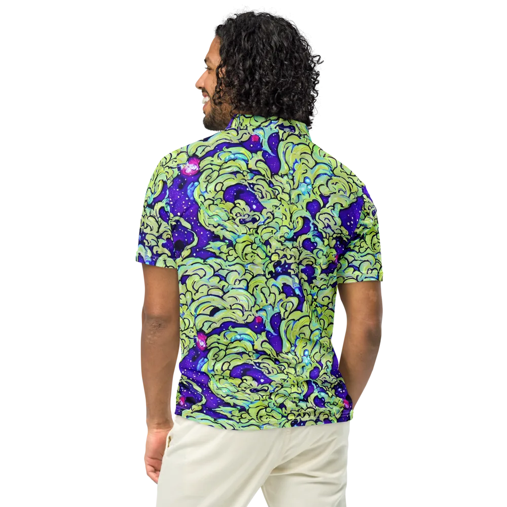 Electric Foliage on Men's Slim Fit Polo Shirt — Back