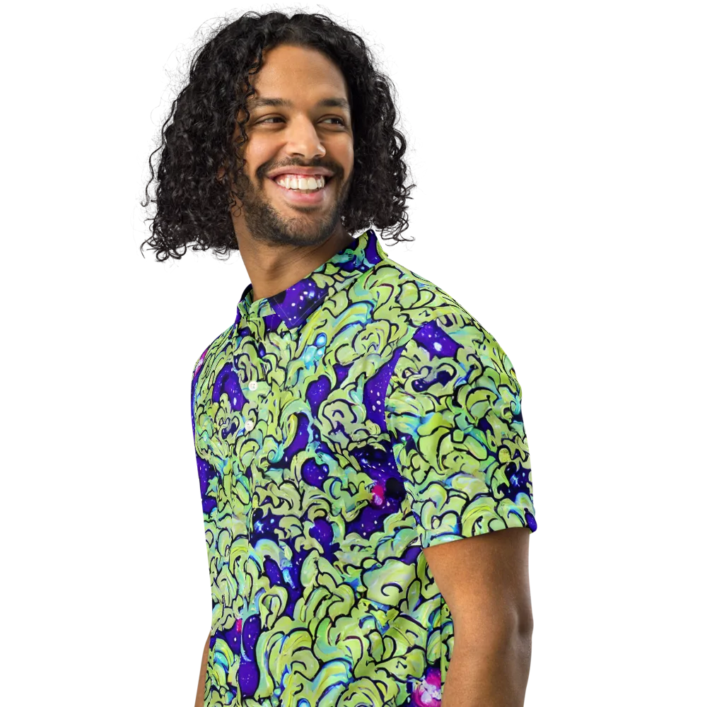 Electric Foliage on Men's Slim Fit Polo Shirt — Left Front