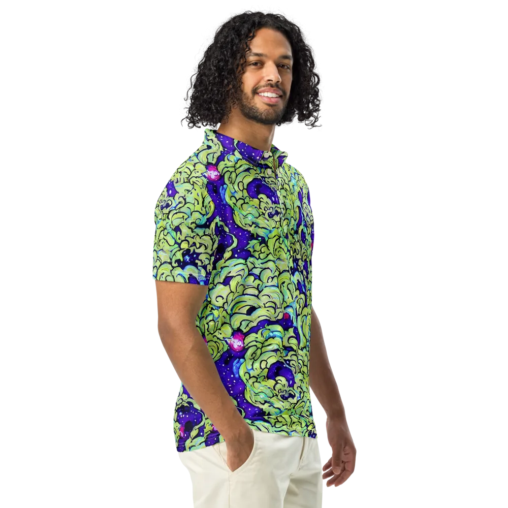 Electric Foliage on Men's Slim Fit Polo Shirt — Right Front