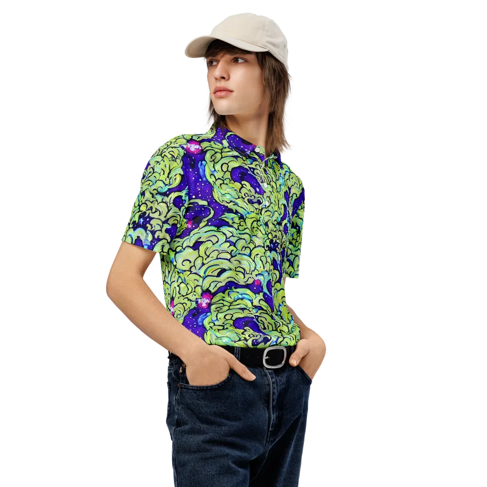 Electric Foliage on Men's Slim Fit Polo Shirt — Right Front
