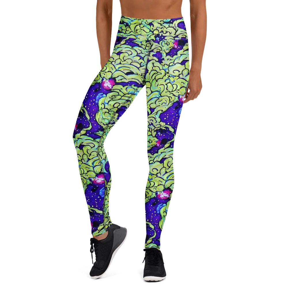 Electric Foliage on Yoga Leggings — Front