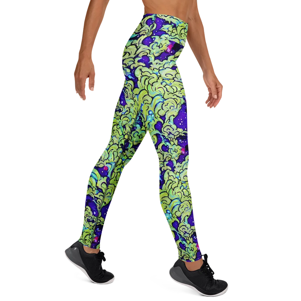 Electric Foliage on Yoga Leggings — Right