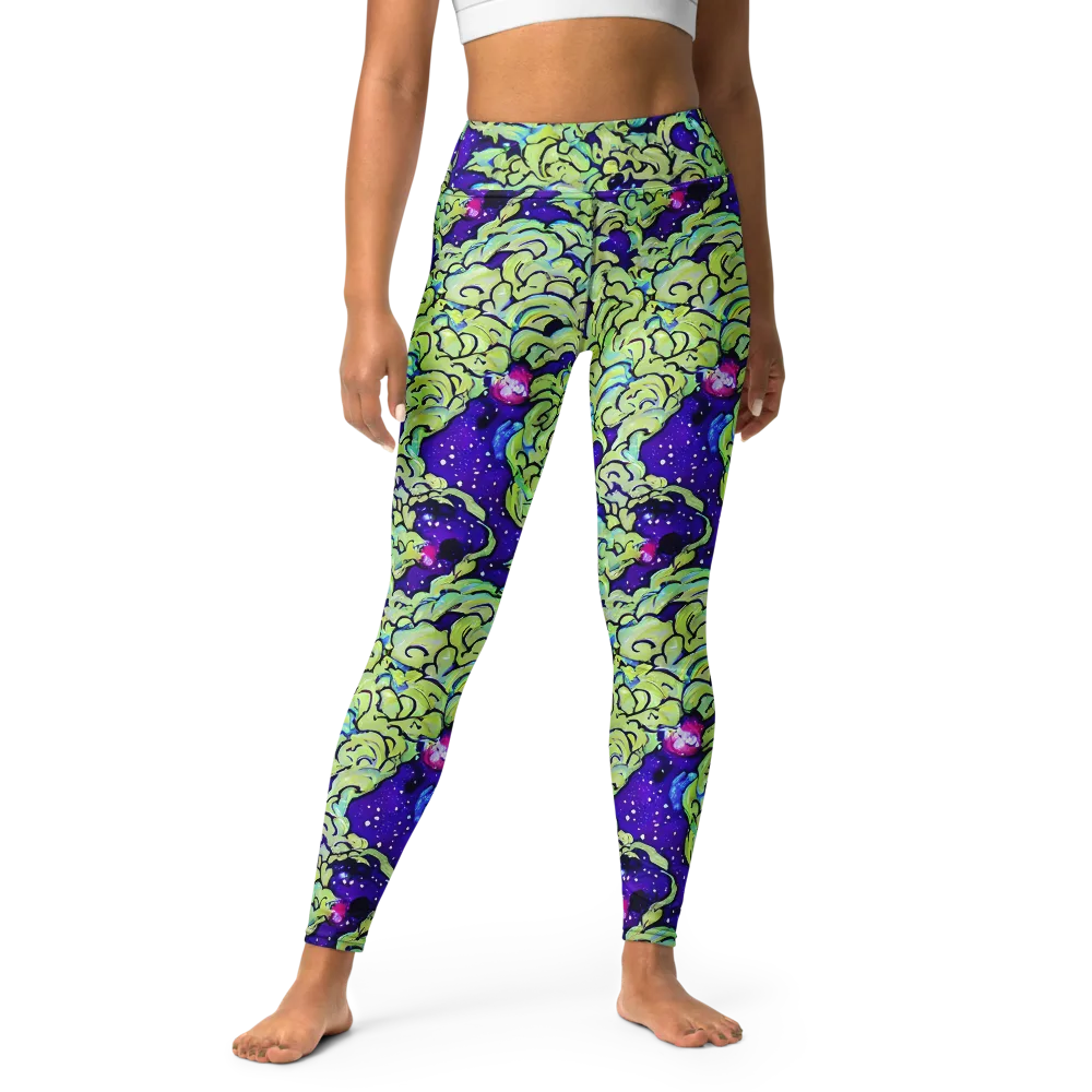 Electric Foliage on Yoga Leggings — Front