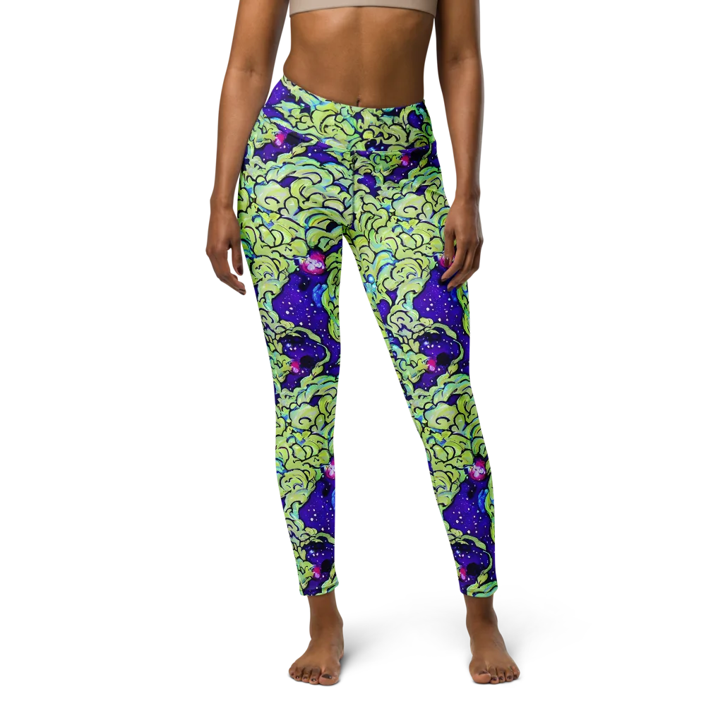 Electric Foliage on Yoga Leggings — Front