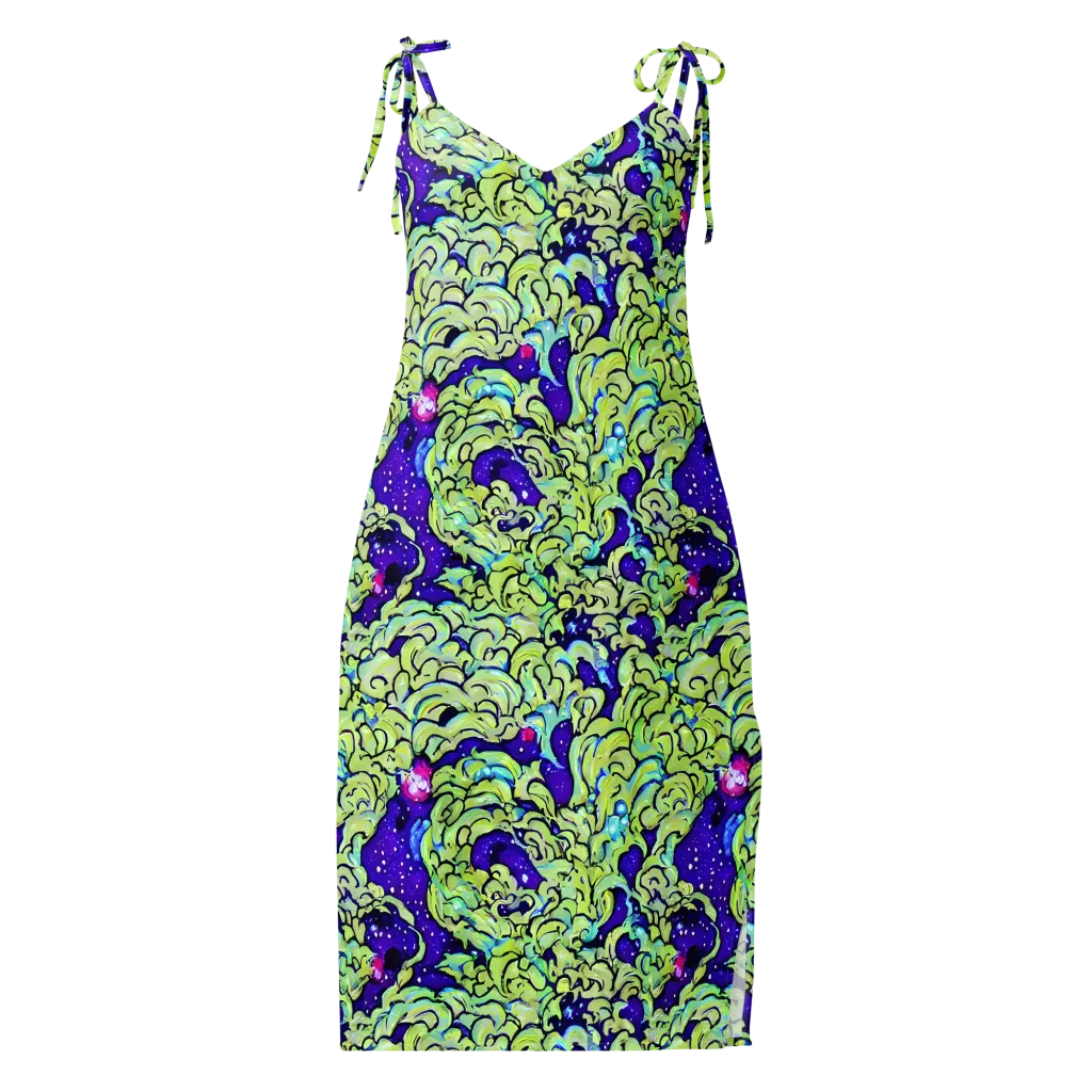 Electric Foliage on Slip Dress — Front