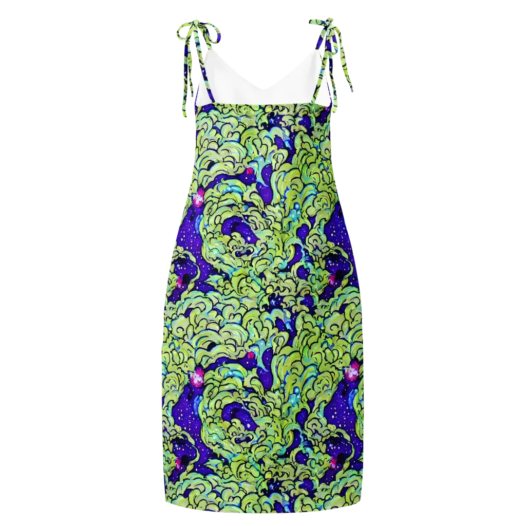 Electric Foliage on Slip Dress — Back