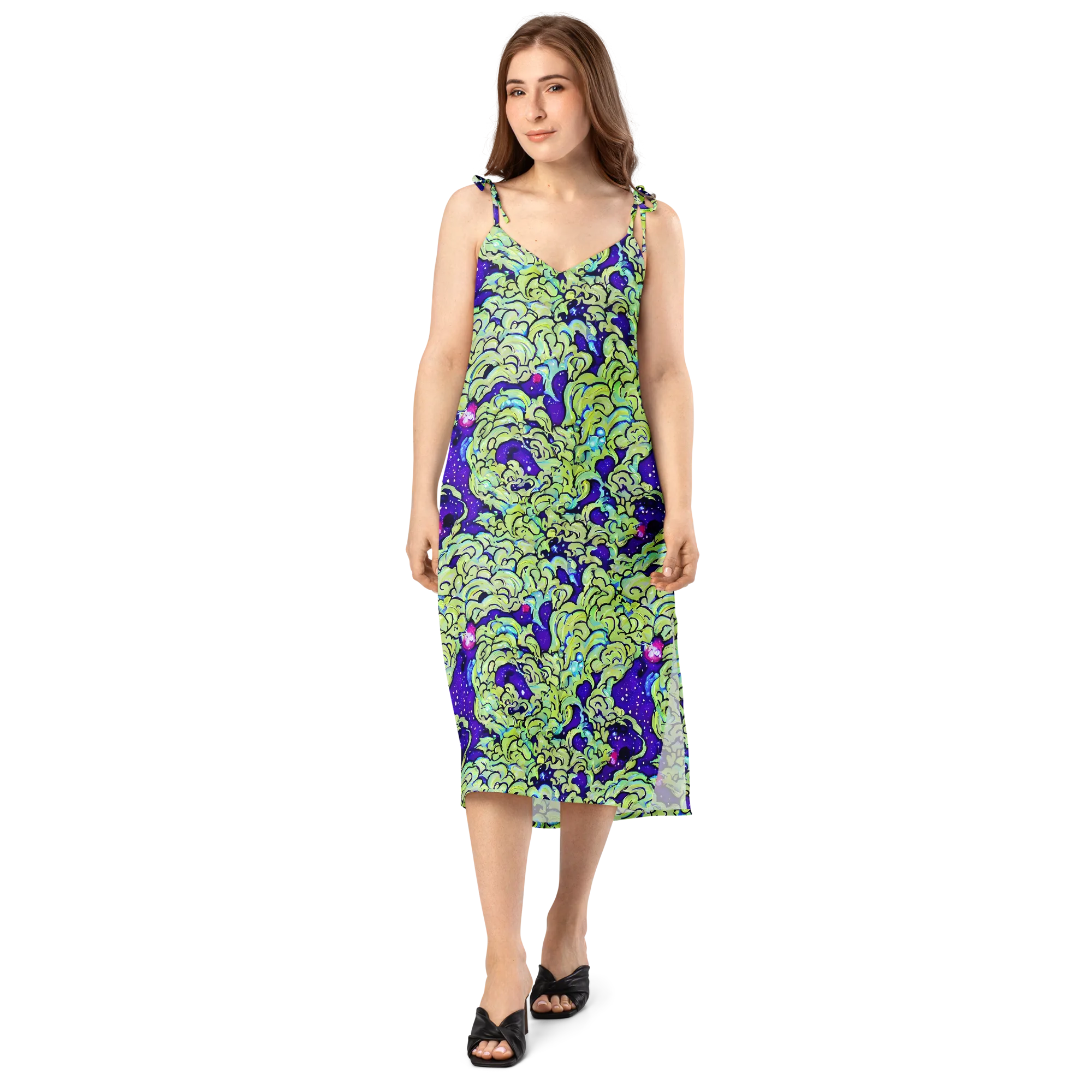 Electric Foliage on Slip Dress — Front