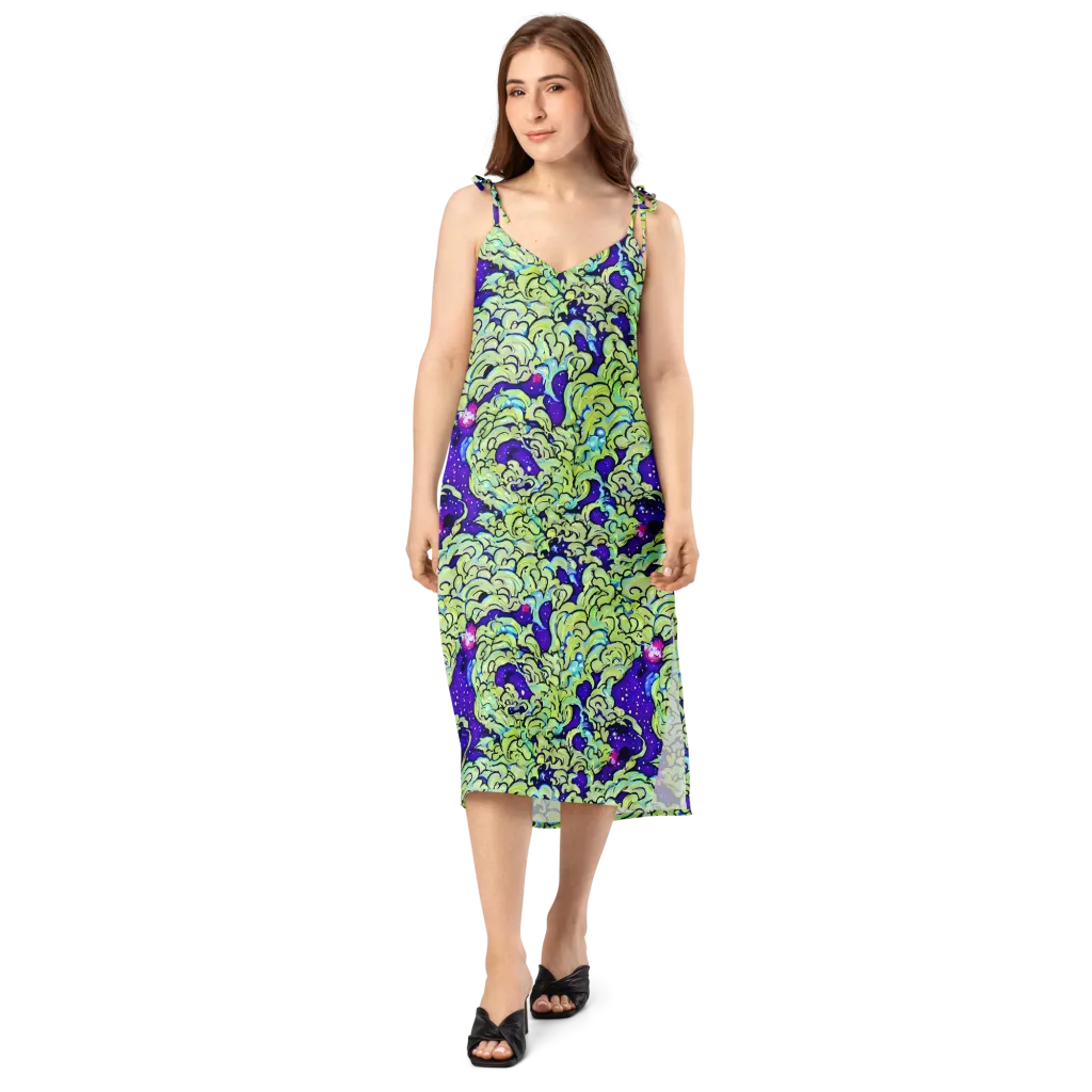 Electric Foliage on Slip Dress — Front