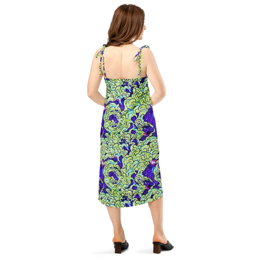 Electric Foliage on Slip Dress — Back