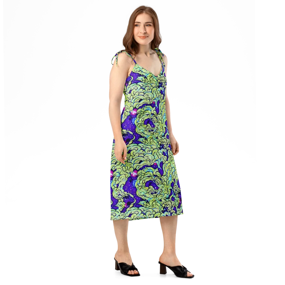 Electric Foliage on Slip Dress — Right Front