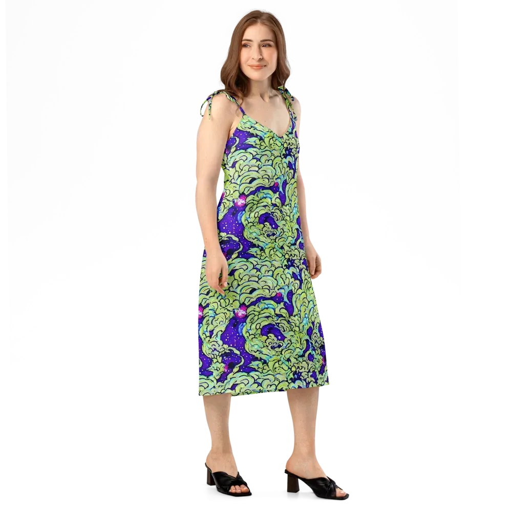 Electric Foliage on Slip Dress — Right Front