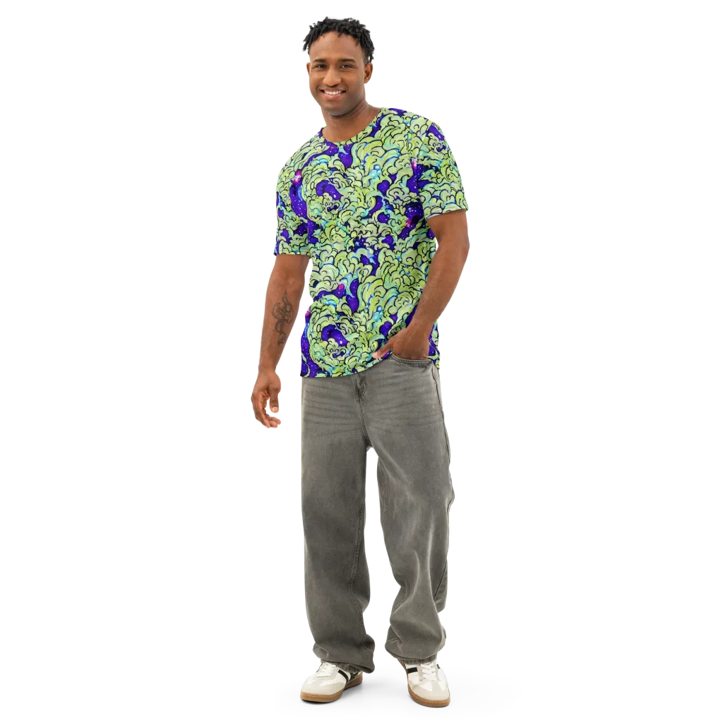 Electric Foliage on Men's Cotton Crew Neck T-Shirt — Front