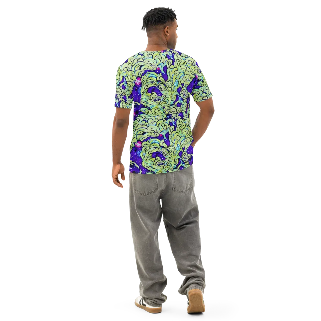 Electric Foliage on Men's Cotton Crew Neck T-Shirt — Back