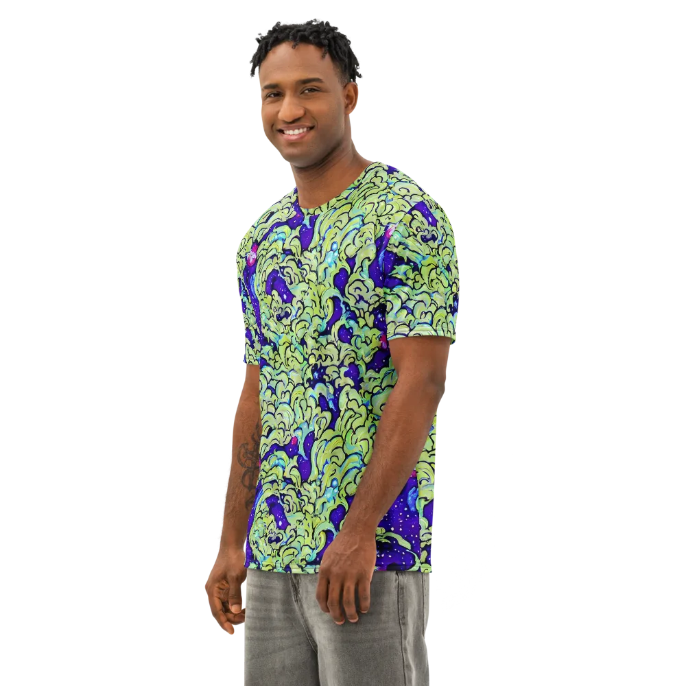 Electric Foliage on Men's Cotton Crew Neck T-Shirt — Left Front