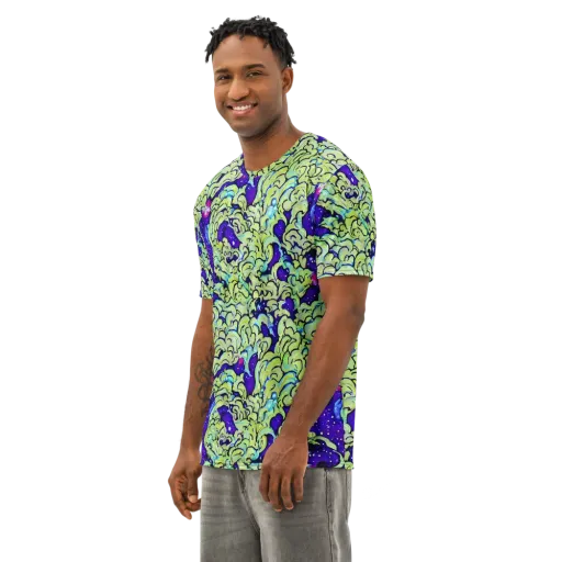 Electric Foliage on a Men's Cotton Crew Neck T-Shirt