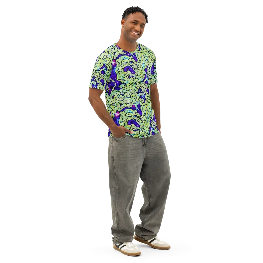 Electric Foliage on Men's Cotton Crew Neck T-Shirt — Right Front