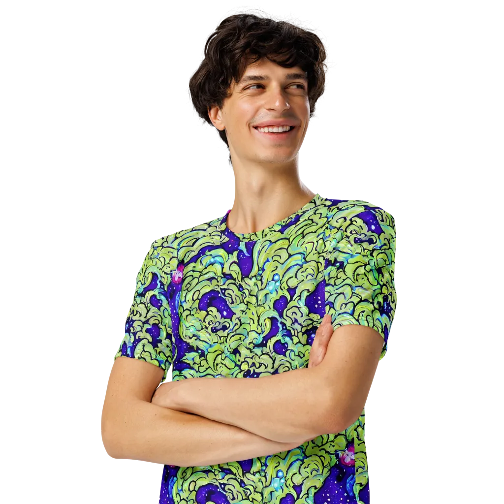 Electric Foliage on Men's Crew Neck T-Shirt — Left Front