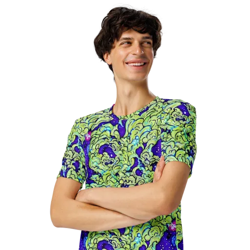Electric Foliage on a Men's Crew Neck T-Shirt
