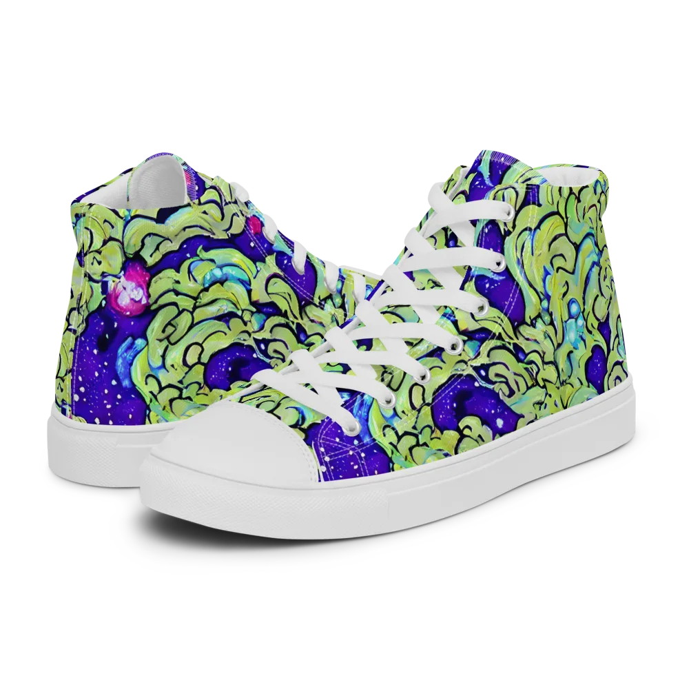 Electric Foliage on Men's High Top Canvas Shoes — Left