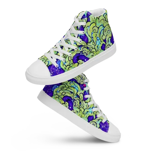 Electric Foliage on a Men's High Top Canvas Shoes