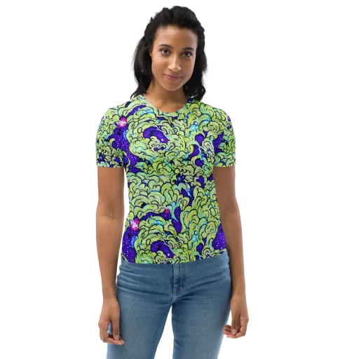 Electric Foliage on a Women's Crew Neck T-Shirt