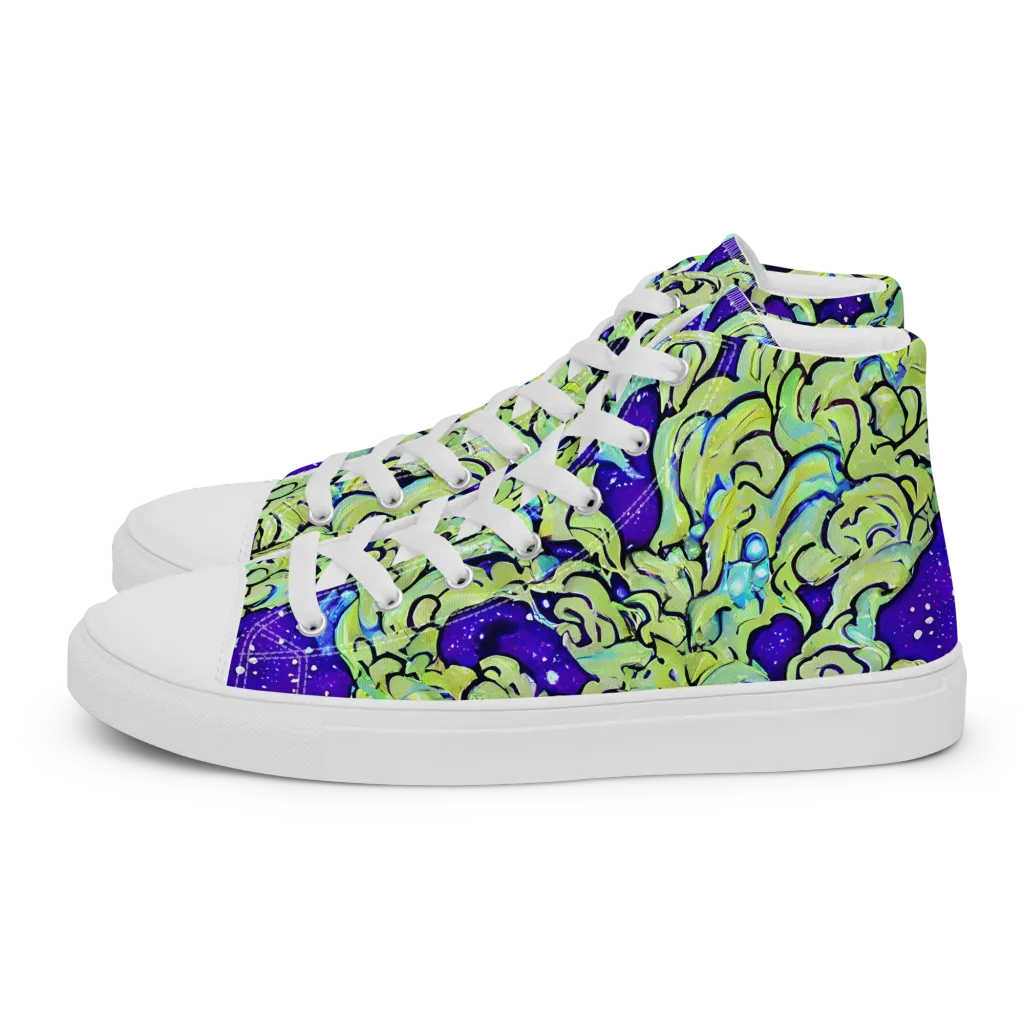 Electric Foliage on Women's High Top Canvas Shoes — Left