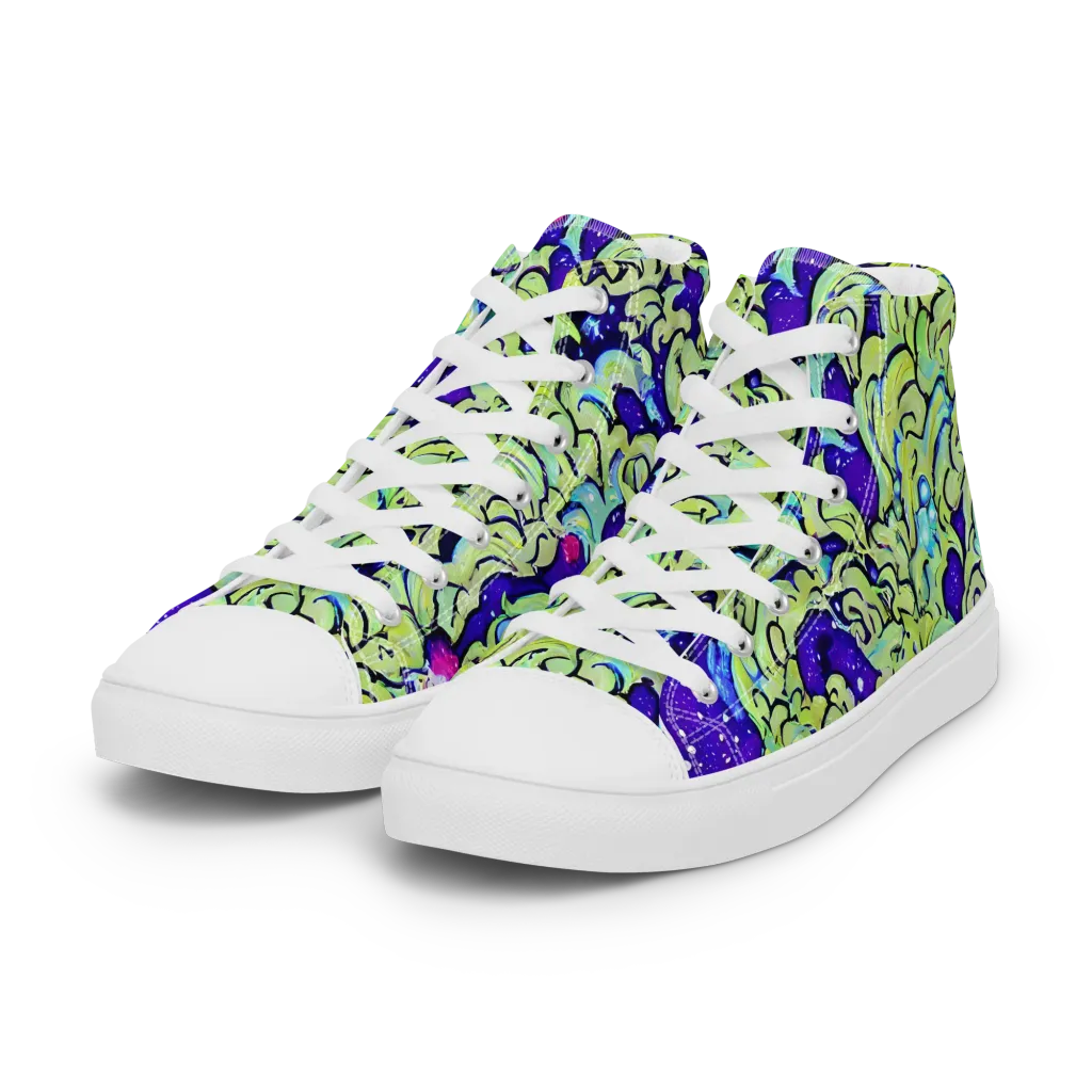 Electric Foliage on Women's High Top Canvas Shoes — Left Front