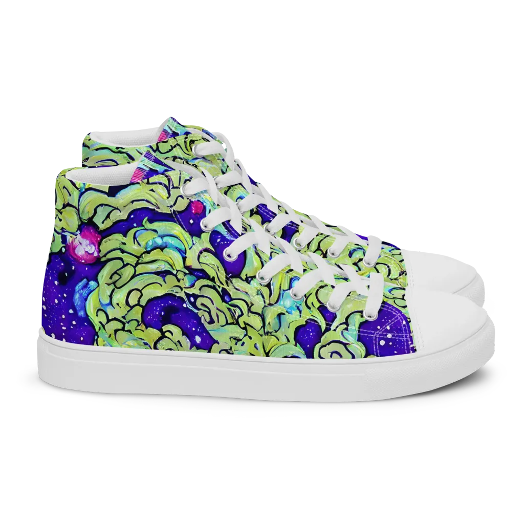 Electric Foliage on Women's High Top Canvas Shoes — Right