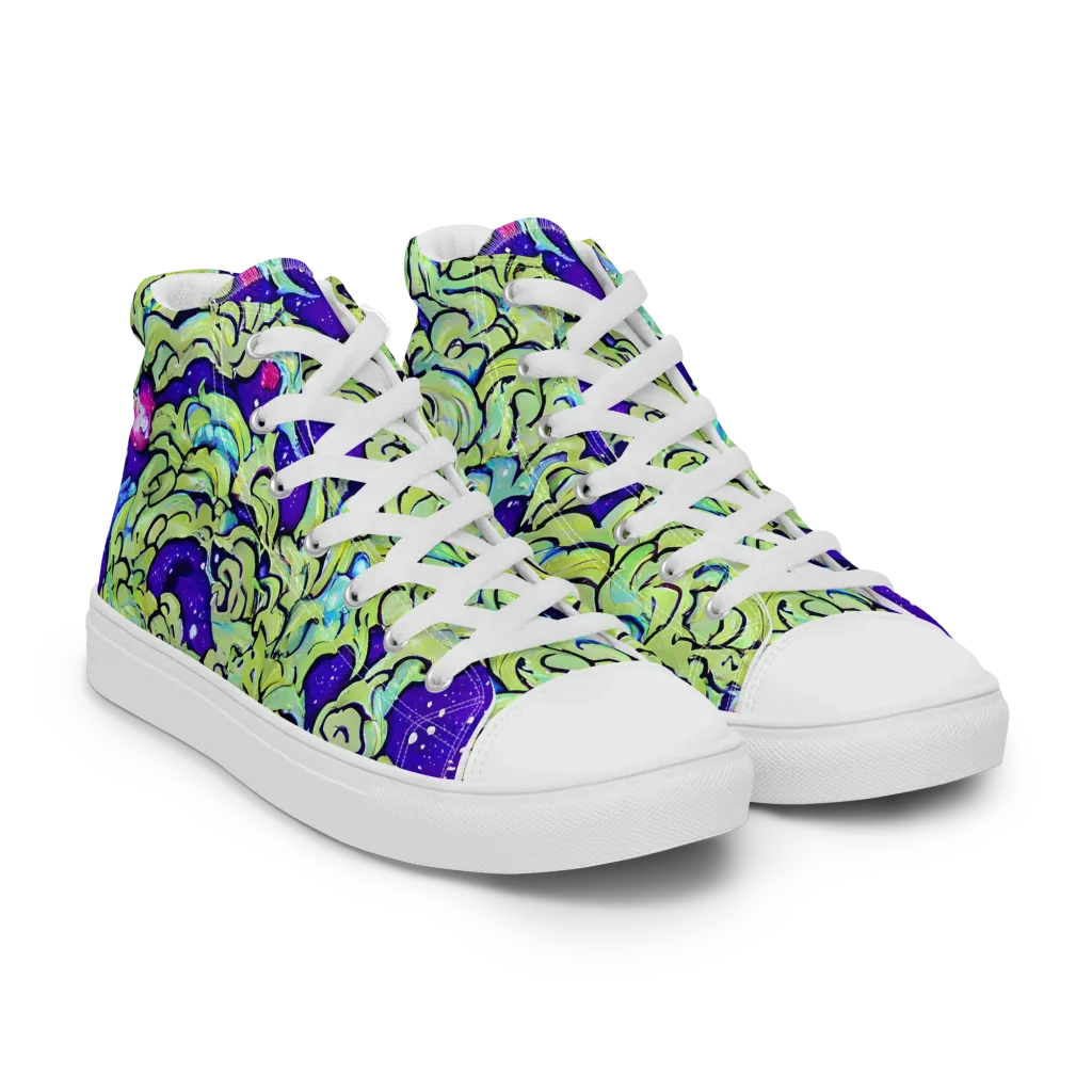 Electric Foliage on Women's High Top Canvas Shoes — Right Front