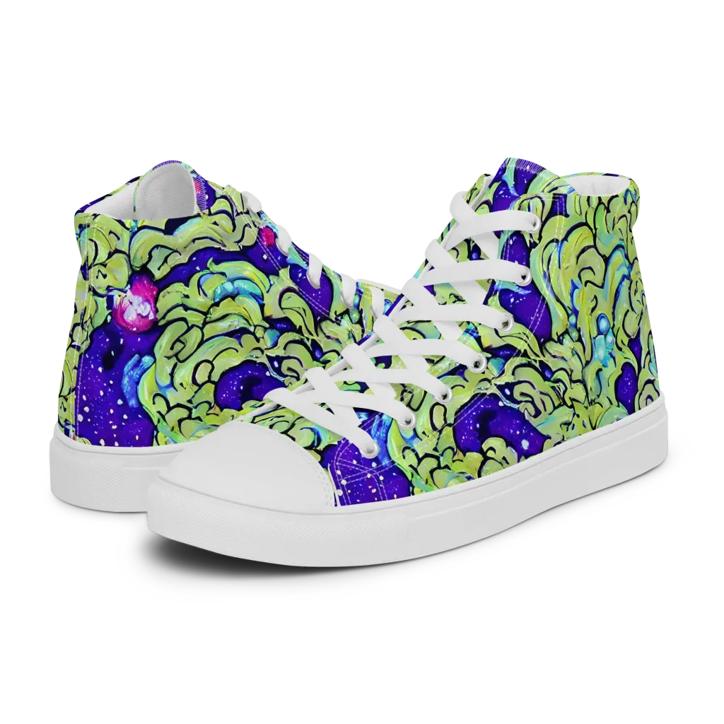 Electric Foliage on Women's High Top Canvas Shoes — Left