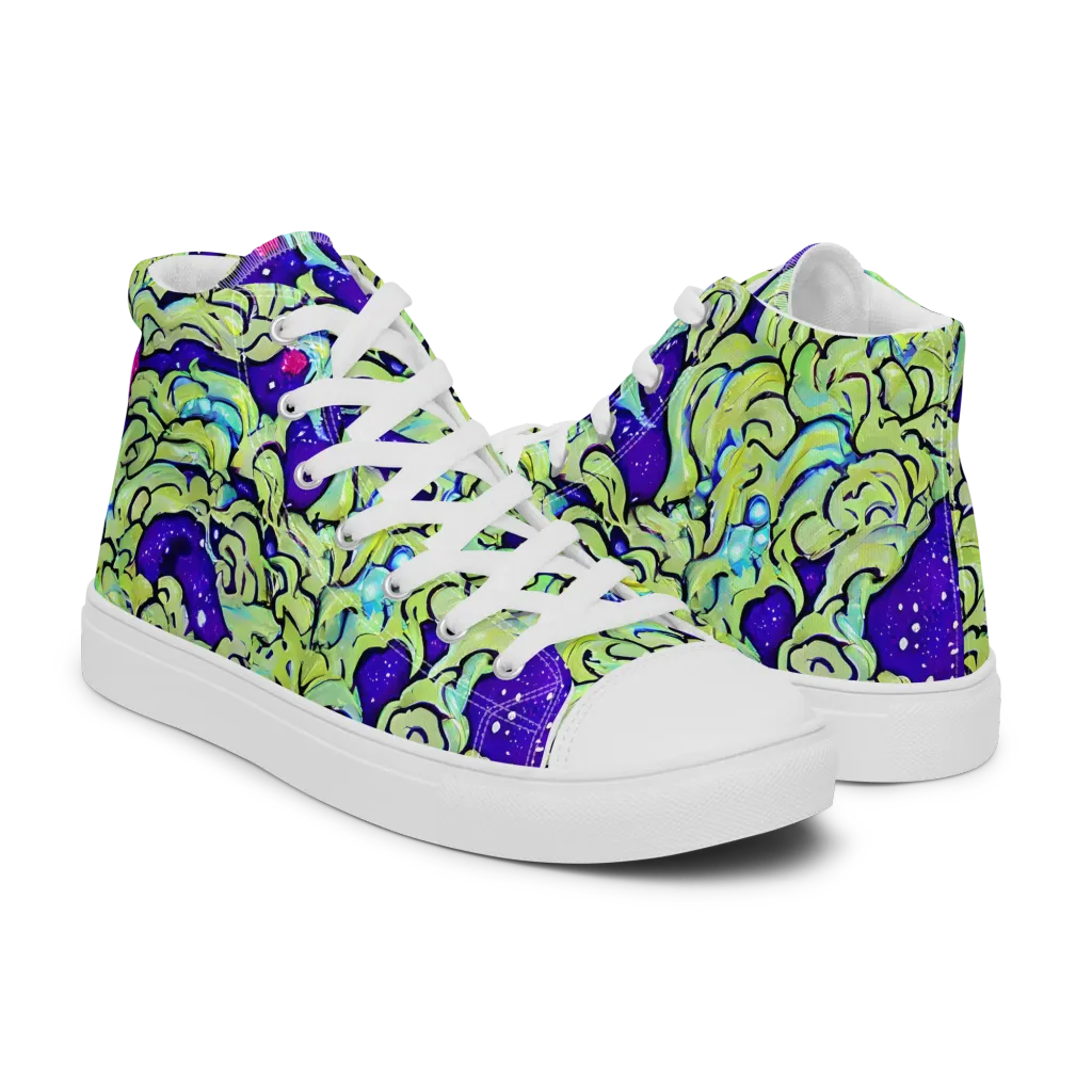 Electric Foliage on Women's High Top Canvas Shoes — Right