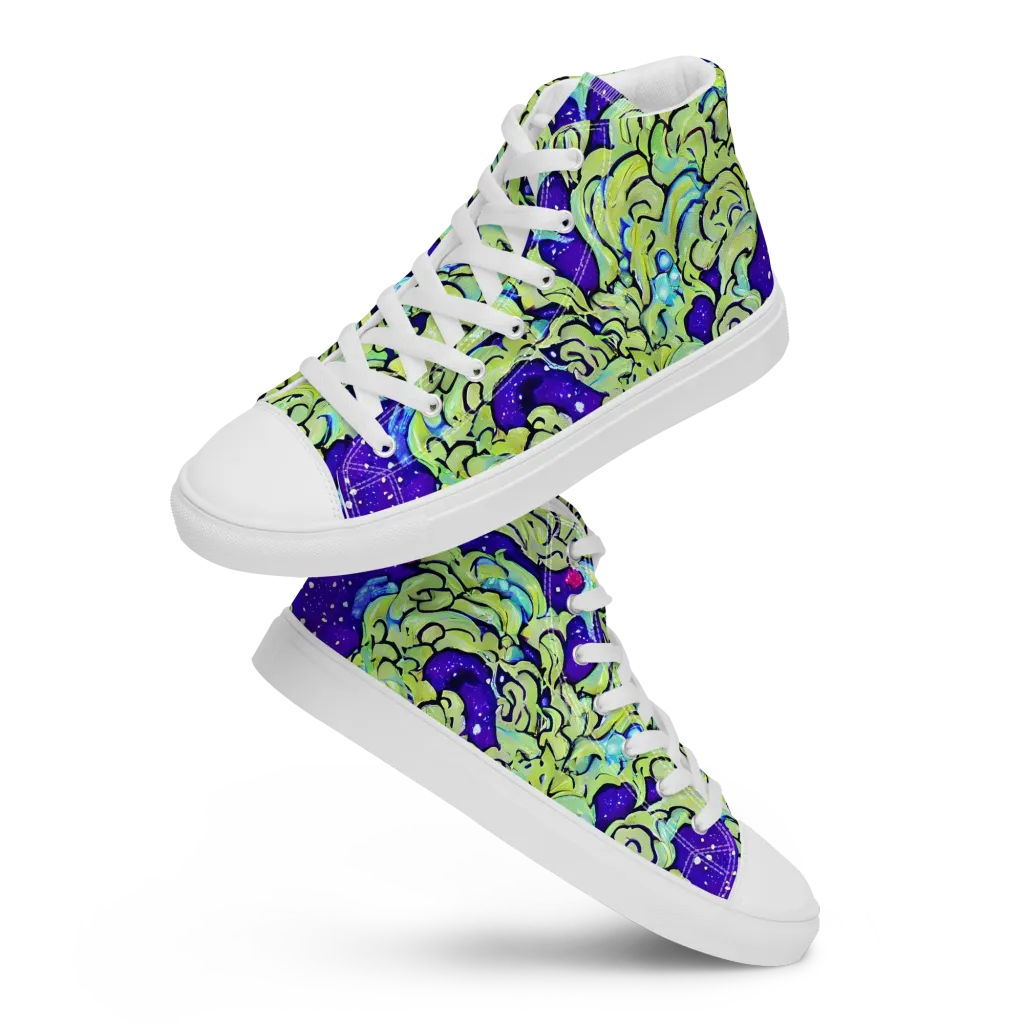 Electric Foliage on Women's High Top Canvas Shoes — Front