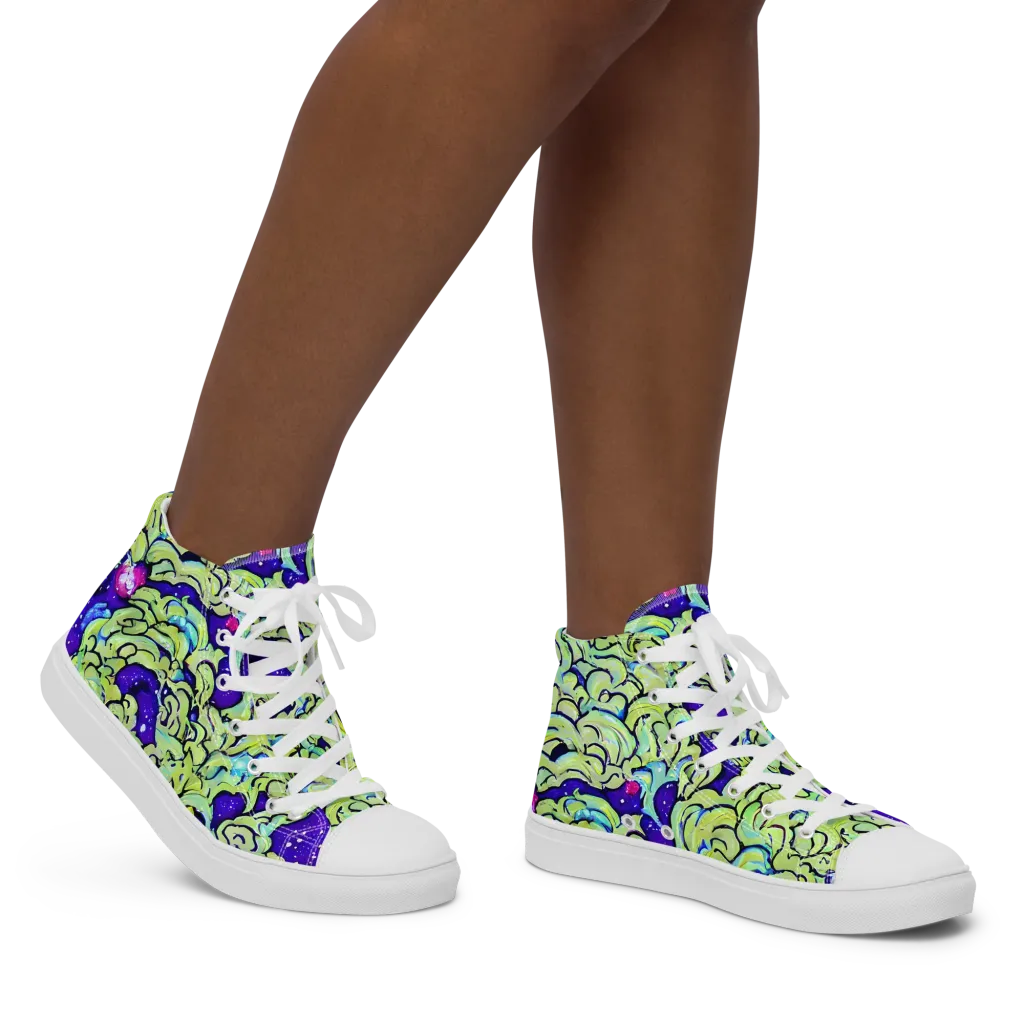 Electric Foliage on Women's High Top Canvas Shoes — Right