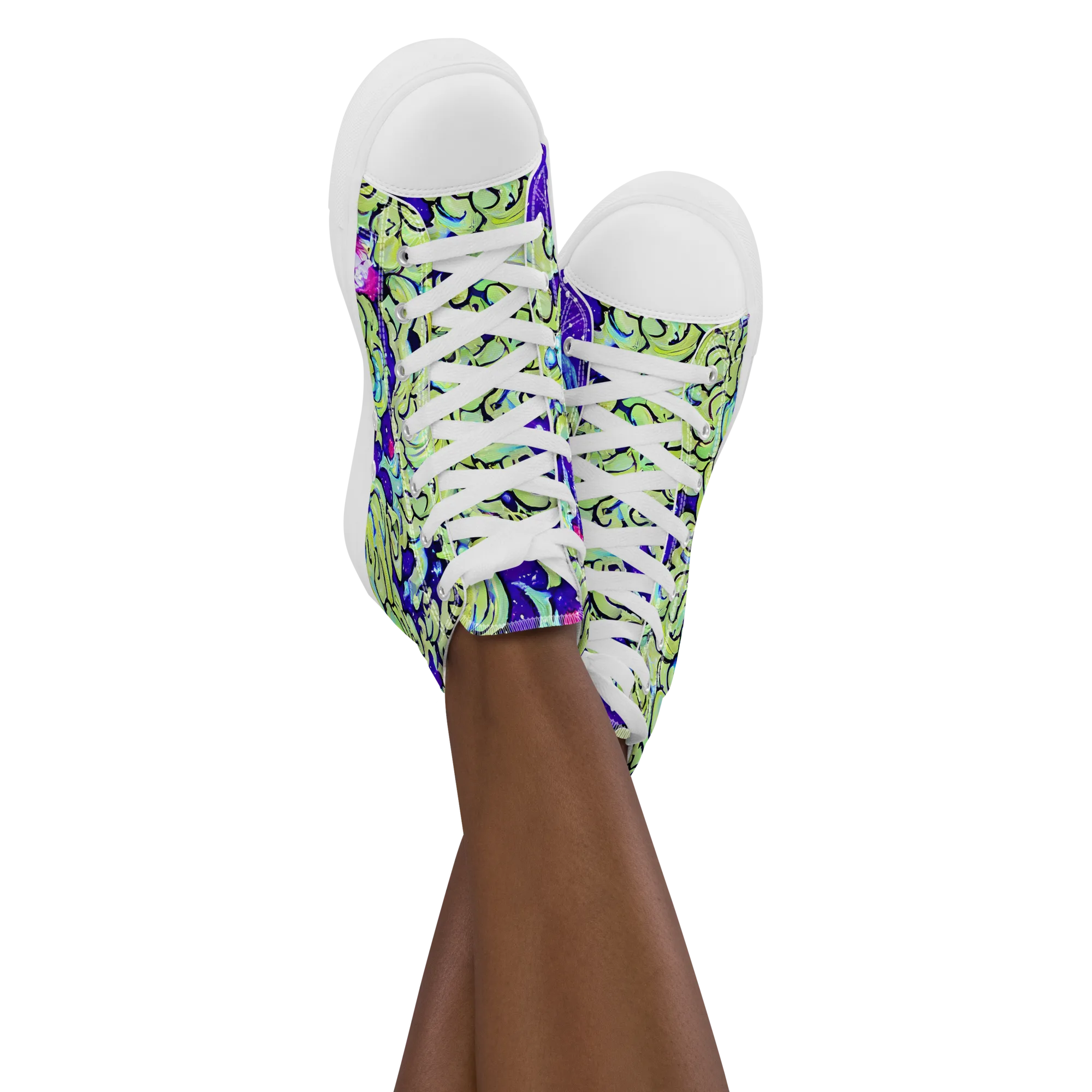 Electric Foliage on Women's High Top Canvas Shoes — Front
