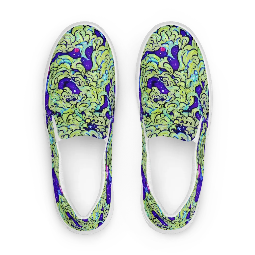Electric Foliage on Men's Slip-On Canvas Shoes — Front